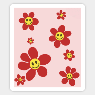 pattern flower emoji happy red pink yellow Sticker